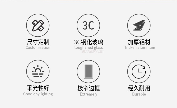 2025新款极窄卫生间厕所门厨房平开门钛镁合金浴室门长虹玻璃门(图3)