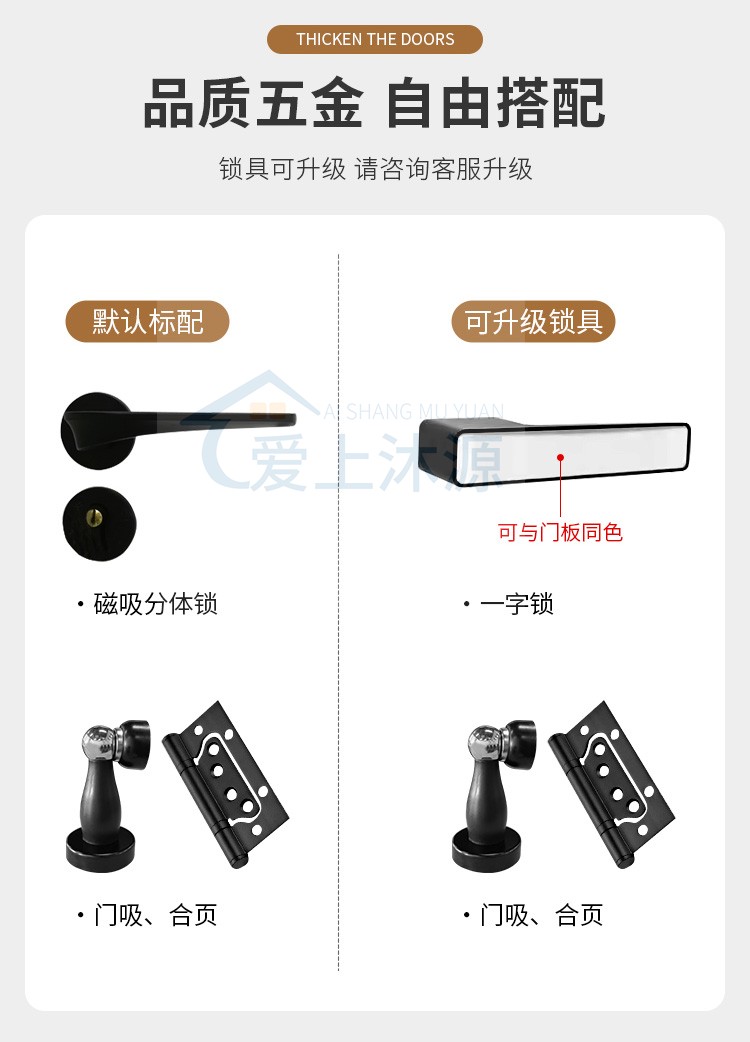 PET木门实木复合肤感卧室门房间门套装门定制免漆家用极简室内门(图7)