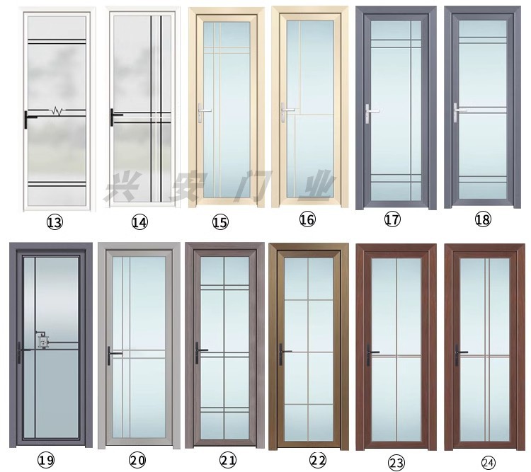 新款家用厕所门平开门卫生间玻璃门厨房铝合金套装门(图15)