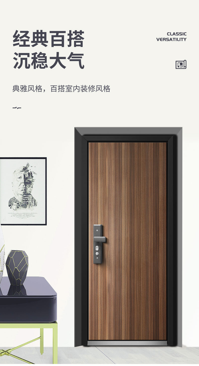 防盗门超甲级加厚板材加高门头安全智能门入户门单门木门转印包邮(图3)