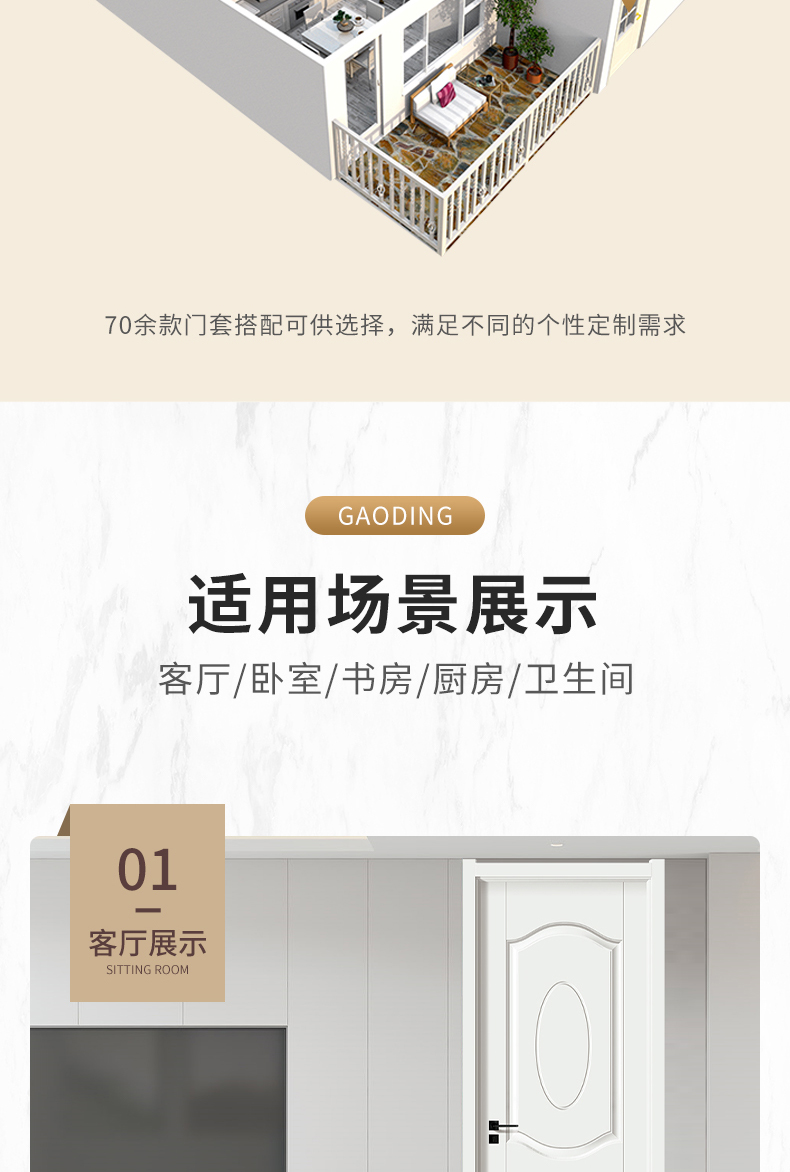 白色现货免漆生态木门卧室门室内门房间门实木复合现代风(图8)