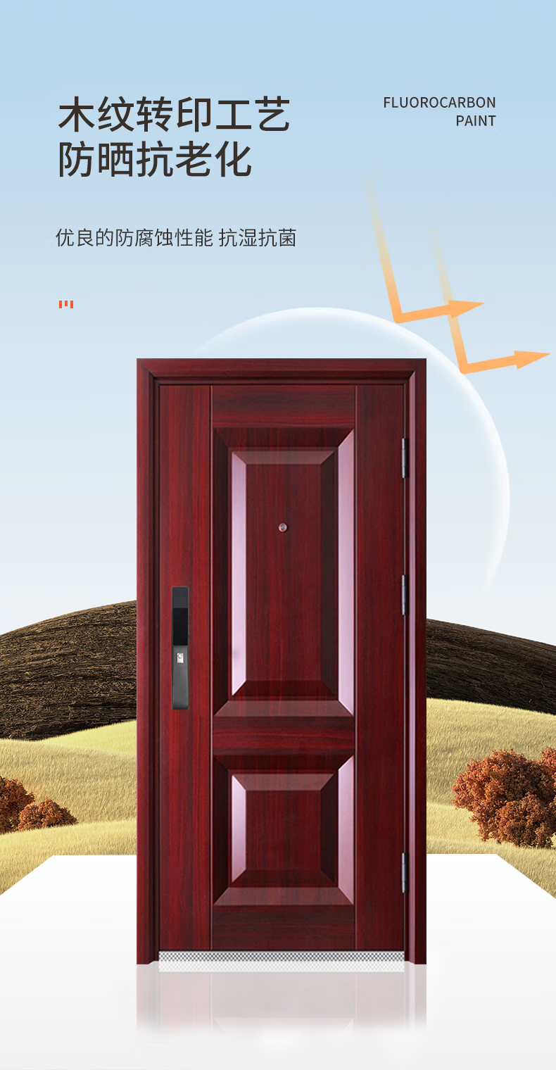 xbd丁级防盗门家用入户门智能出租屋进户门钢制房间工程门子母门(图6)