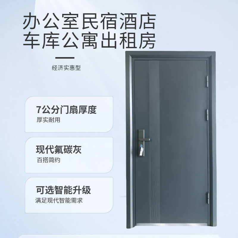 入户门电子锁工程门钢制门出租房智能防盗门指纹密码锁进户门单开(图3)