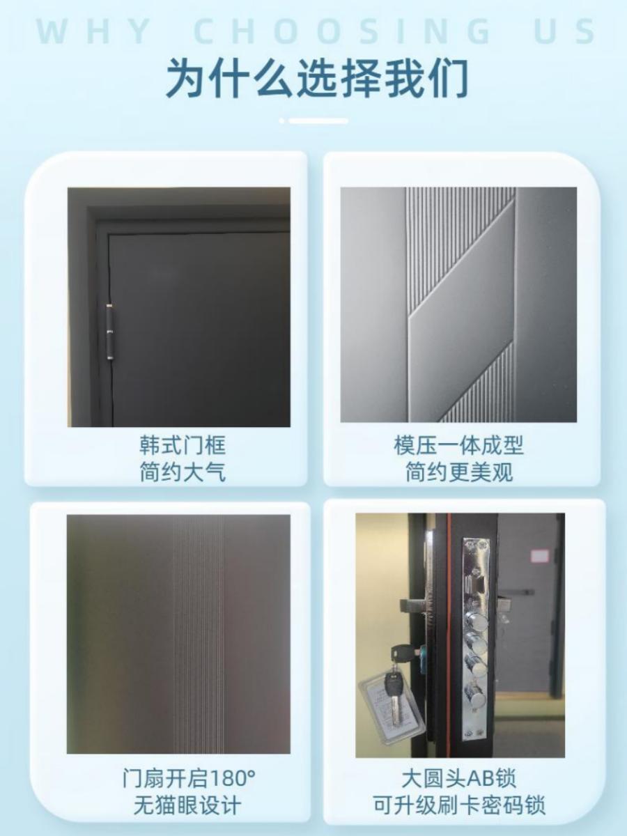 入户门电子锁工程门钢制门出租房智能防盗门指纹密码锁进户门单开(图7)