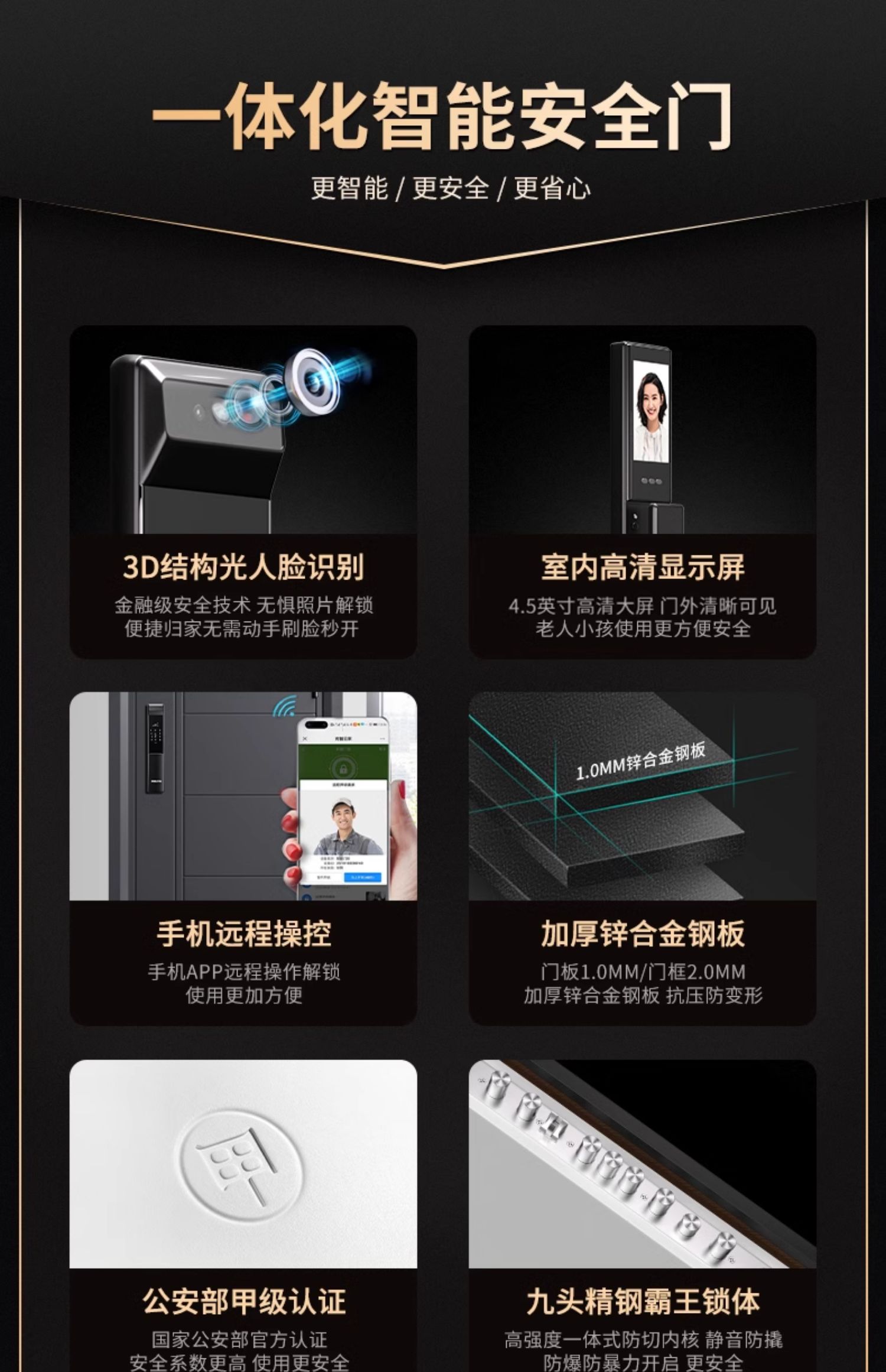 防盗门甲级家用内外双色带指纹锁一体智能密码子母门入户门锌合金(图11)
