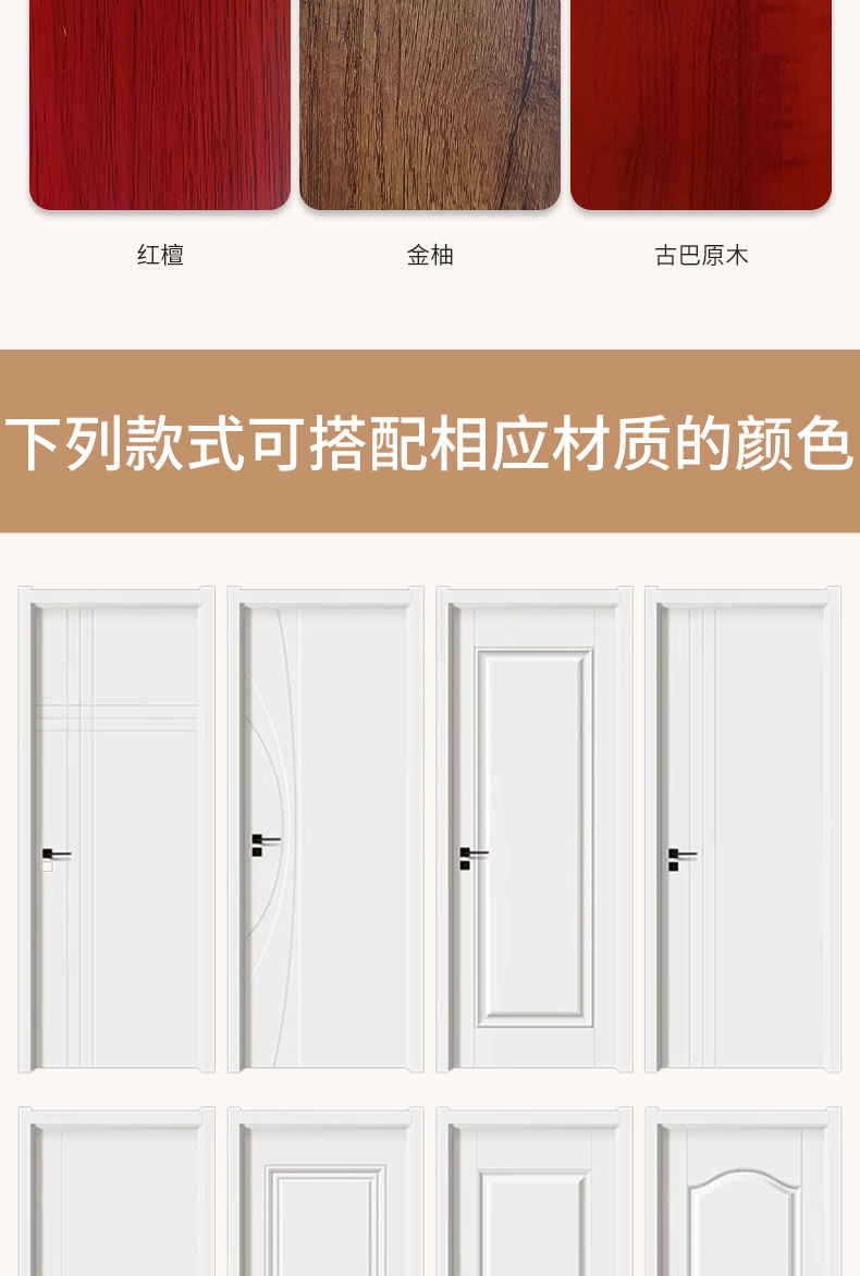 木门现货免漆生态家用卧室门定制室内门家用生态门套装门实木烤漆(图13)