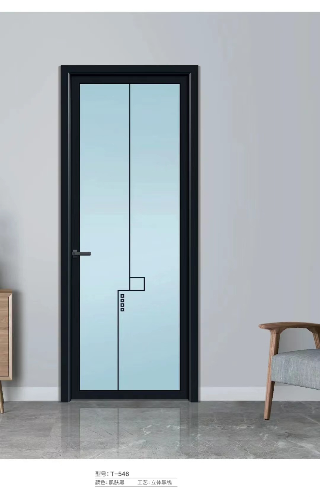 厕所门钛镁合金门玻璃厨房门推拉门隔断铝门(图9)