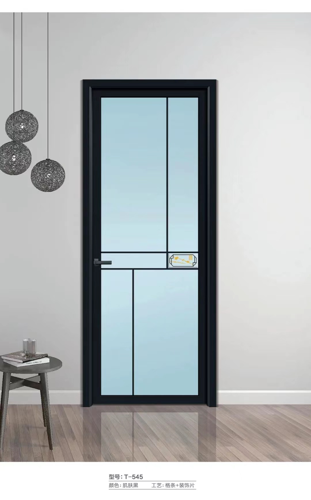 厕所门钛镁合金门玻璃厨房门推拉门隔断铝门(图15)