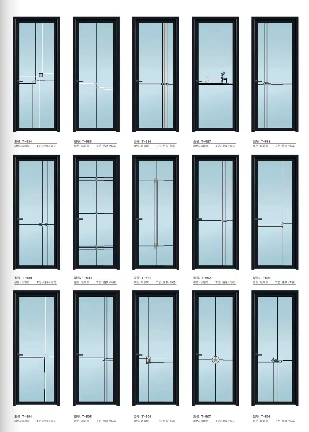 厕所门钛镁合金门玻璃厨房门推拉门隔断铝门(图29)