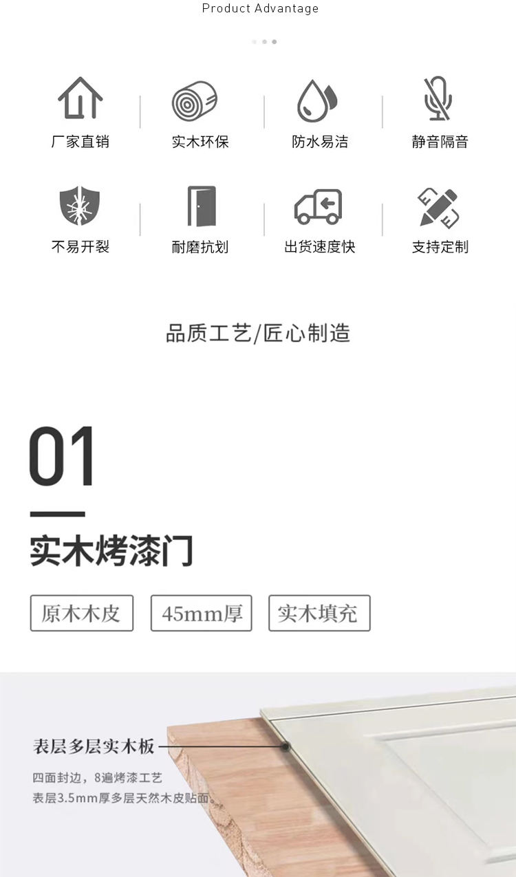 定制奶油法式实木烤漆门卧室套装门室内复合烤漆门房间隔音多层门(图5)
