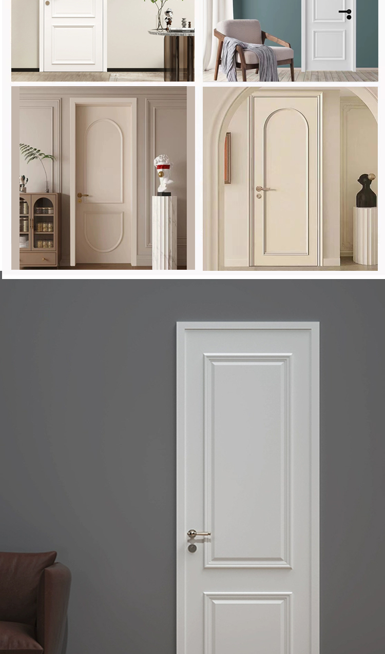 定制奶油法式实木烤漆门卧室套装门室内复合烤漆门房间隔音多层门(图14)