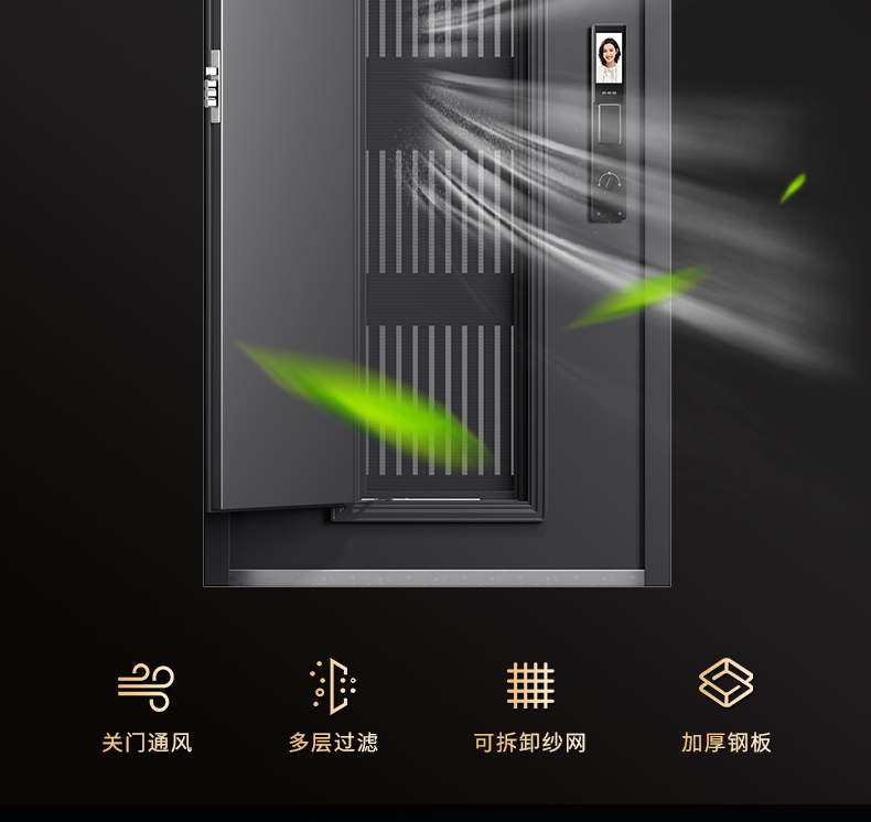 欧帝乐通风防盗门门中门家用入户门甲级进户门带通风窗纱窗透气(图11)
