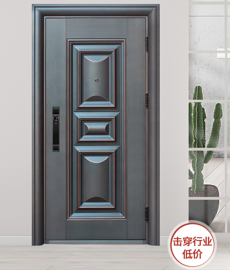甲级防盗门家用入户门安全出租房室内大门进户外门单开钢质工程门(图3)
