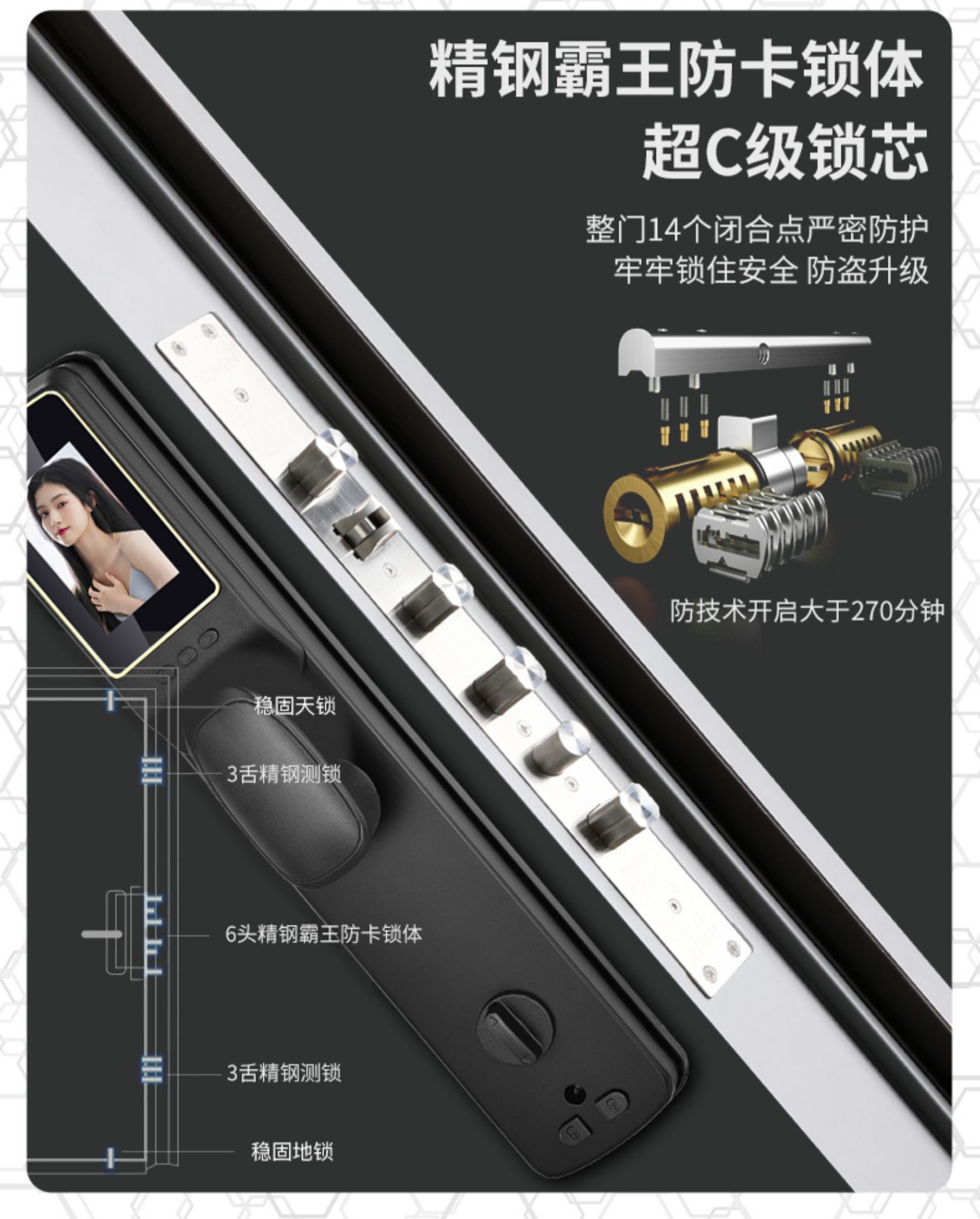 飞普乐甲级防盗门家用入户门岩棉填充进户子母门智能密码锁安全门(图23)