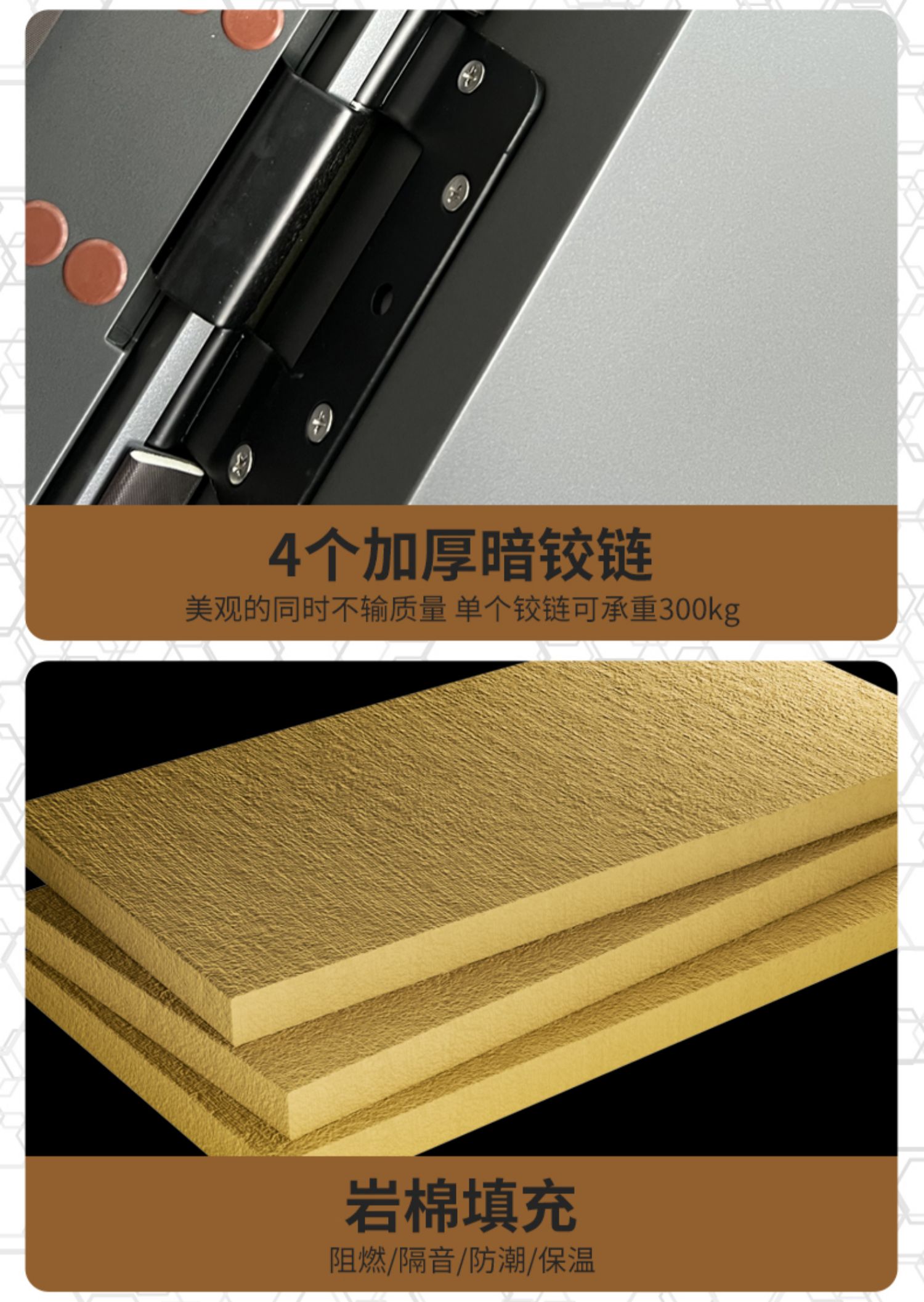 飞普乐甲级防盗门家用入户门岩棉填充进户子母门智能密码锁安全门(图22)