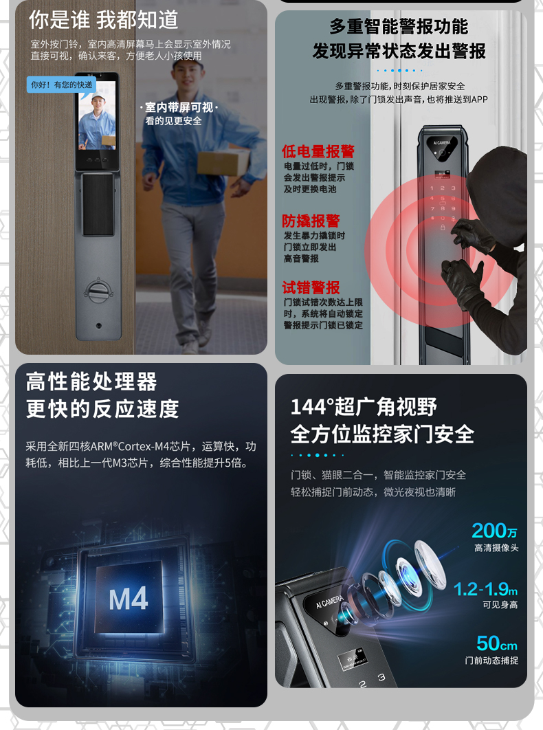 飞普乐甲级防盗门家用入户门岩棉填充进户子母门智能密码锁安全门(图40)
