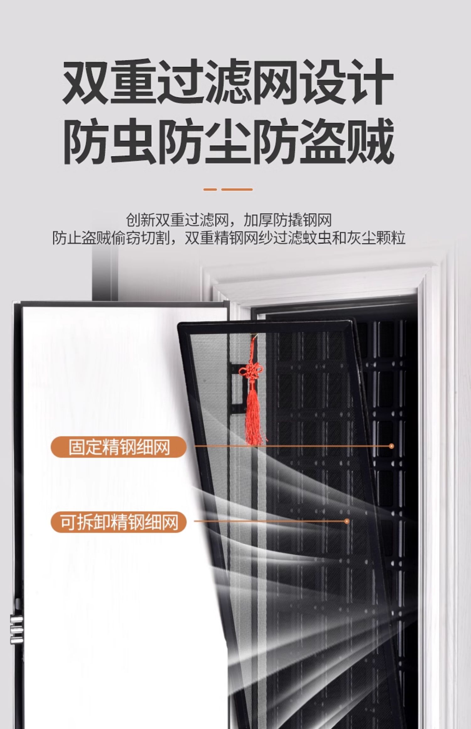 领赞防盗门家用进户门双色通风门窗安全门入户门门中门子母门大门(图25)