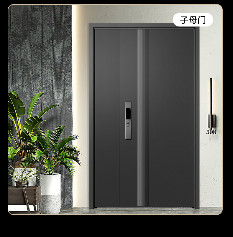 梵帝尚超甲级防盗门家用智能门锁入户门发泡隔音进户门加高子母门(图56)