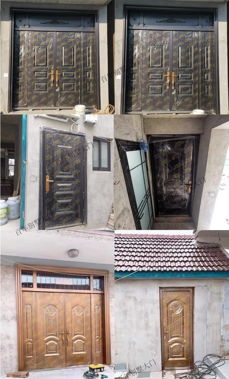 锌合金别墅大门双开门乡村进户门对开四开防盗门农村自建房入户门(图12)