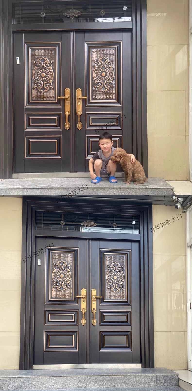 锌合金别墅大门双开门乡村进户门对开四开防盗门农村自建房入户门(图11)