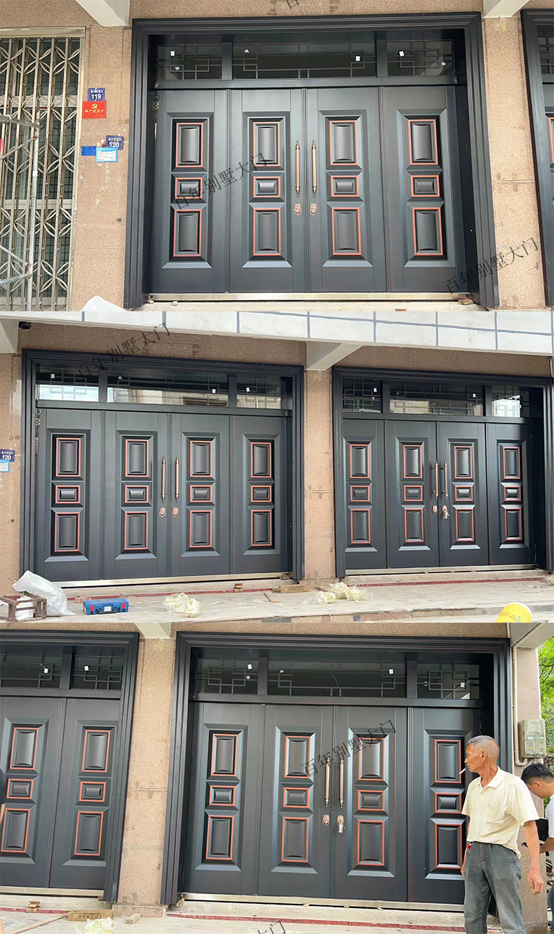 锌合金别墅大门双开门乡村进户门对开四开防盗门农村自建房入户门(图13)