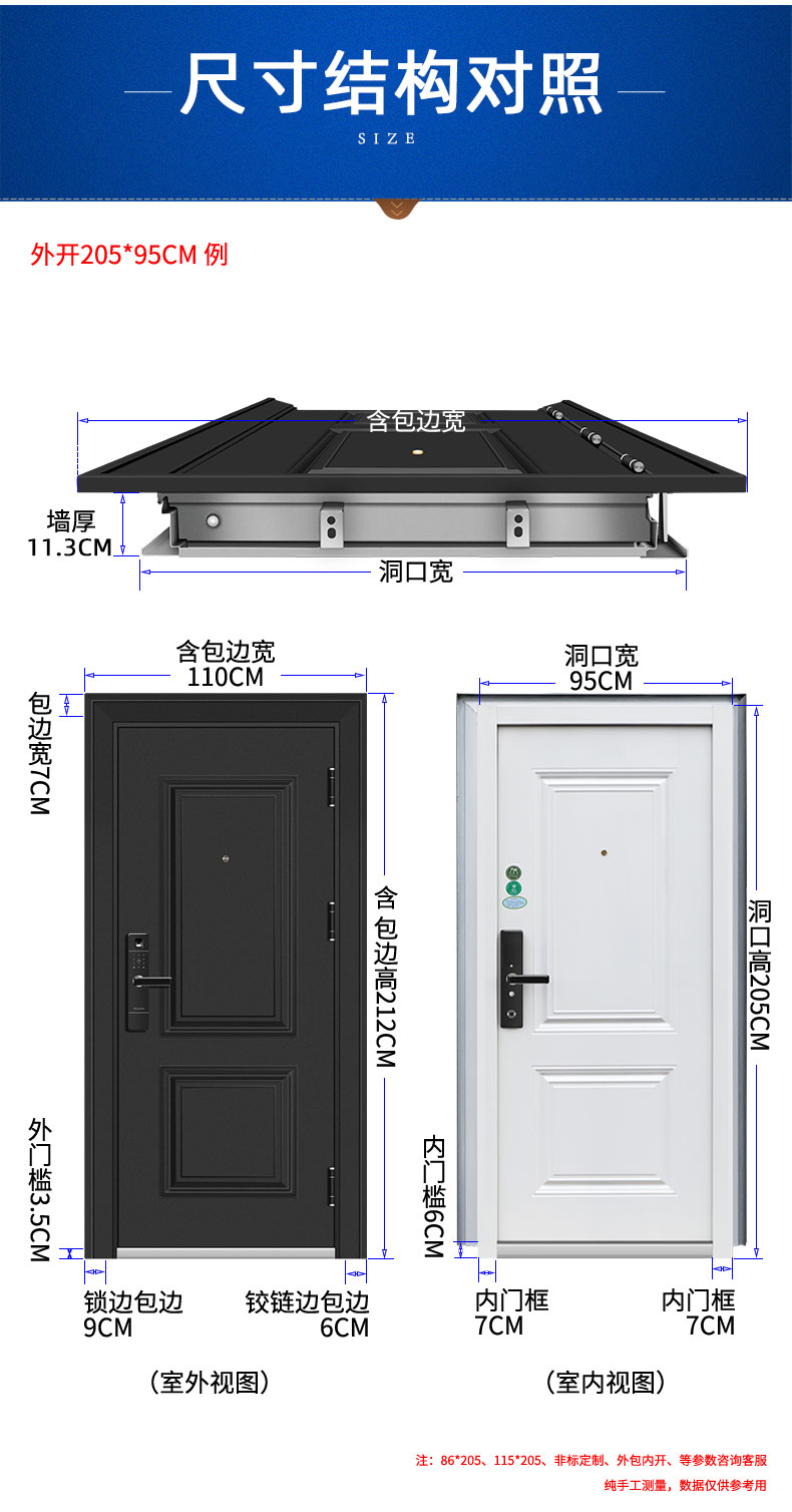 FX富新 两全齐美 黑白双色甲级防盗门定制入户门包安装子母门家用(图53)