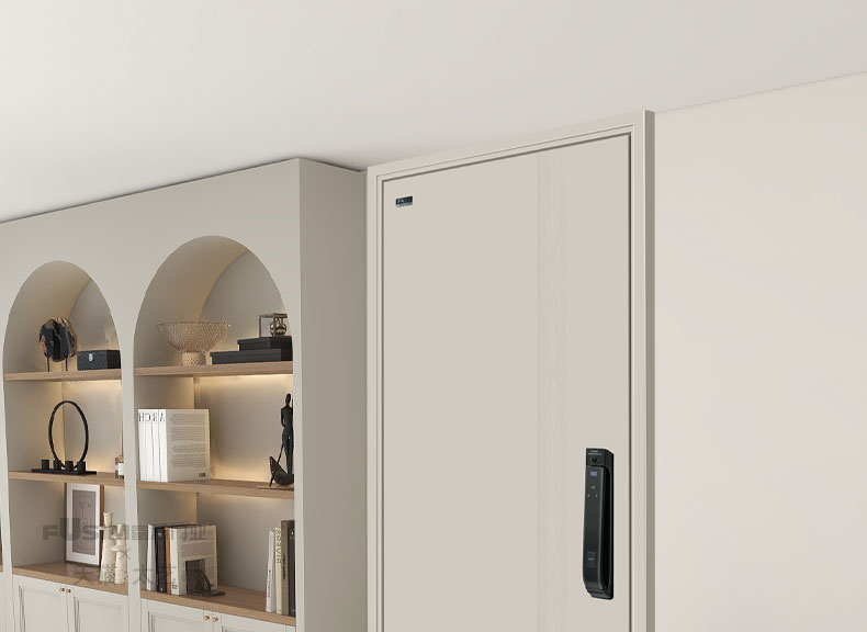 FX富新 莫兰迪 奶油风甲级防盗门加高门楣一门到顶暗铰链外开白色(图27)