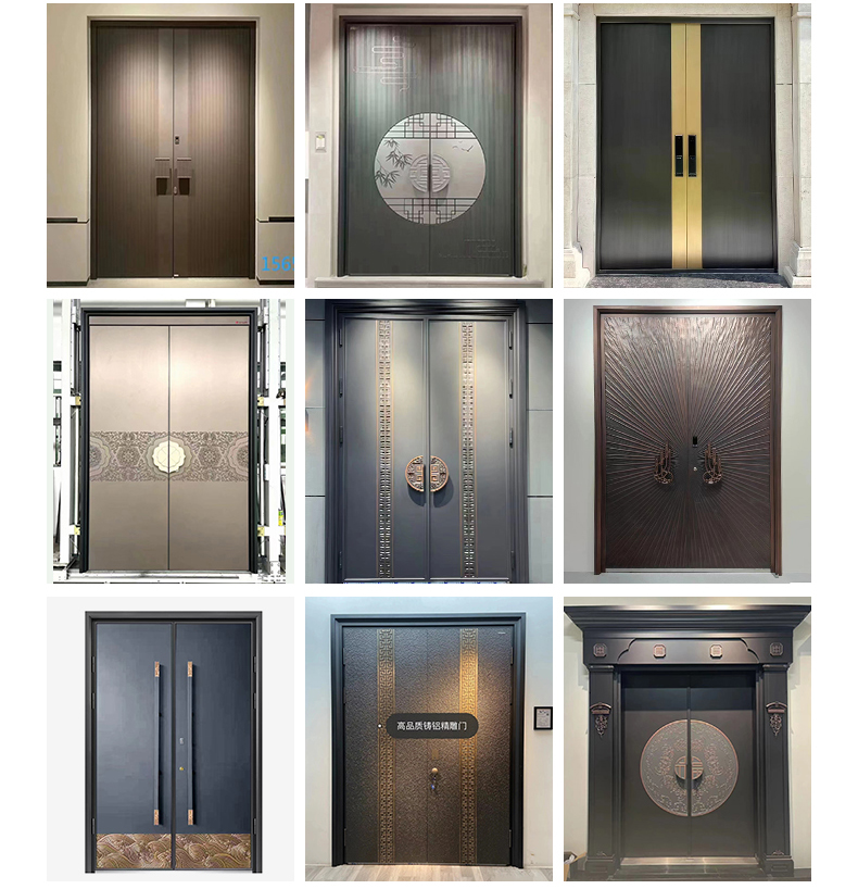 精雕铸铝门别墅大门简约现代轻奢入户门子母双开门进户玻璃防盗门(图5)