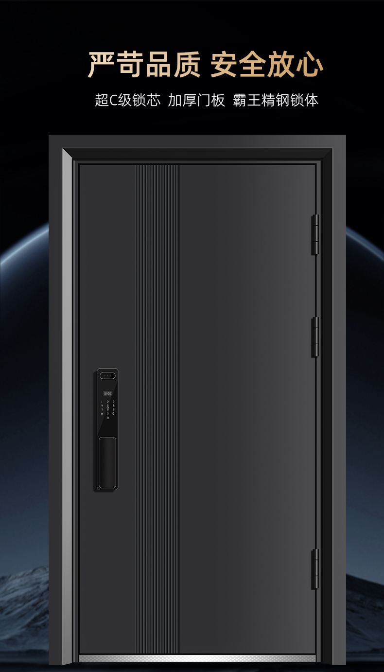 成都甲级防盗门家用进户门入户门指纹锁轻奢子母门安全门单门大门(图8)