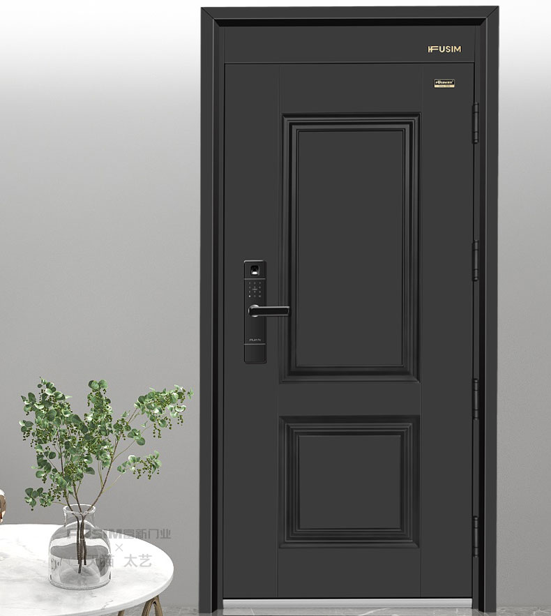 FX富新 艺睿 双面黑色甲级防盗门家用进户指纹锁水性聚氨酯发泡门(图4)