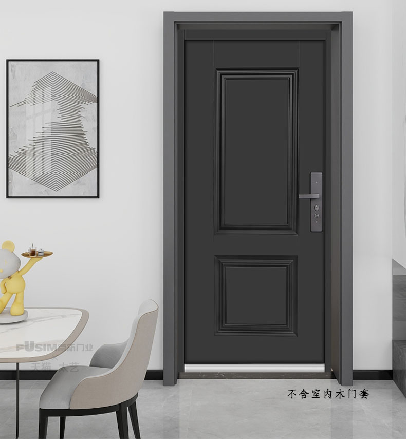 FX富新 艺睿 双面黑色甲级防盗门家用进户指纹锁水性聚氨酯发泡门(图10)