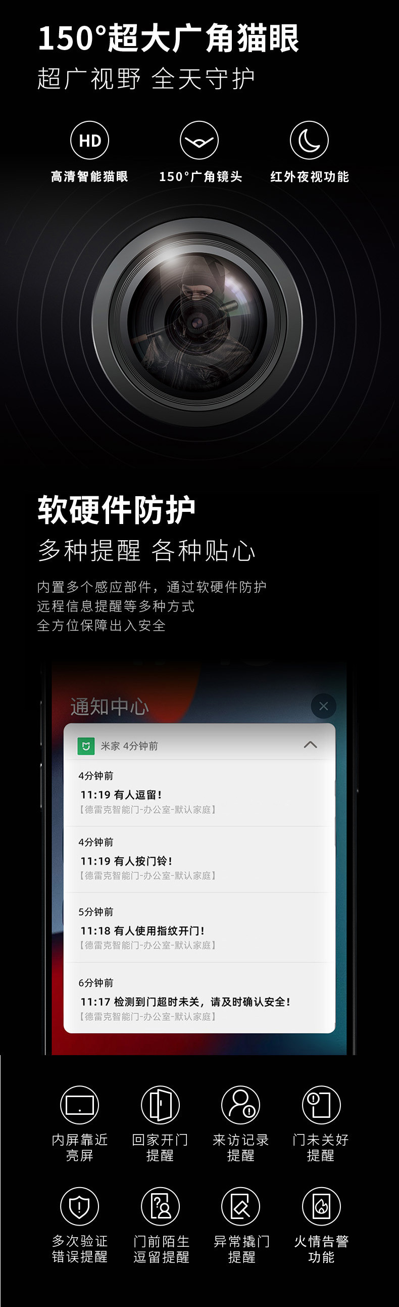 米家德雷克一体化智能门M01 甲级防盗门家用入户进户门 人脸识别(图6)