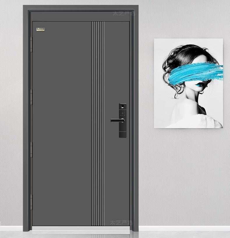 FX富新 艺品 双色甲级防盗门家用定制智能指纹锁入户大门定制灰色(图13)
