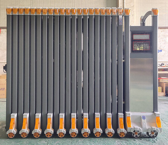 铝合金电动伸缩门304不锈钢学校工地折叠推拉门收缩遥控自动大门(图6)