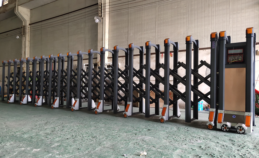 铝合金电动伸缩门304不锈钢学校工地折叠推拉门收缩遥控自动大门(图9)