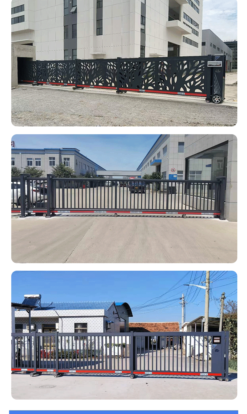 无轨平移门政企电动伸缩门铝合金段滑遥控直线分段门工厂折叠大门(图10)