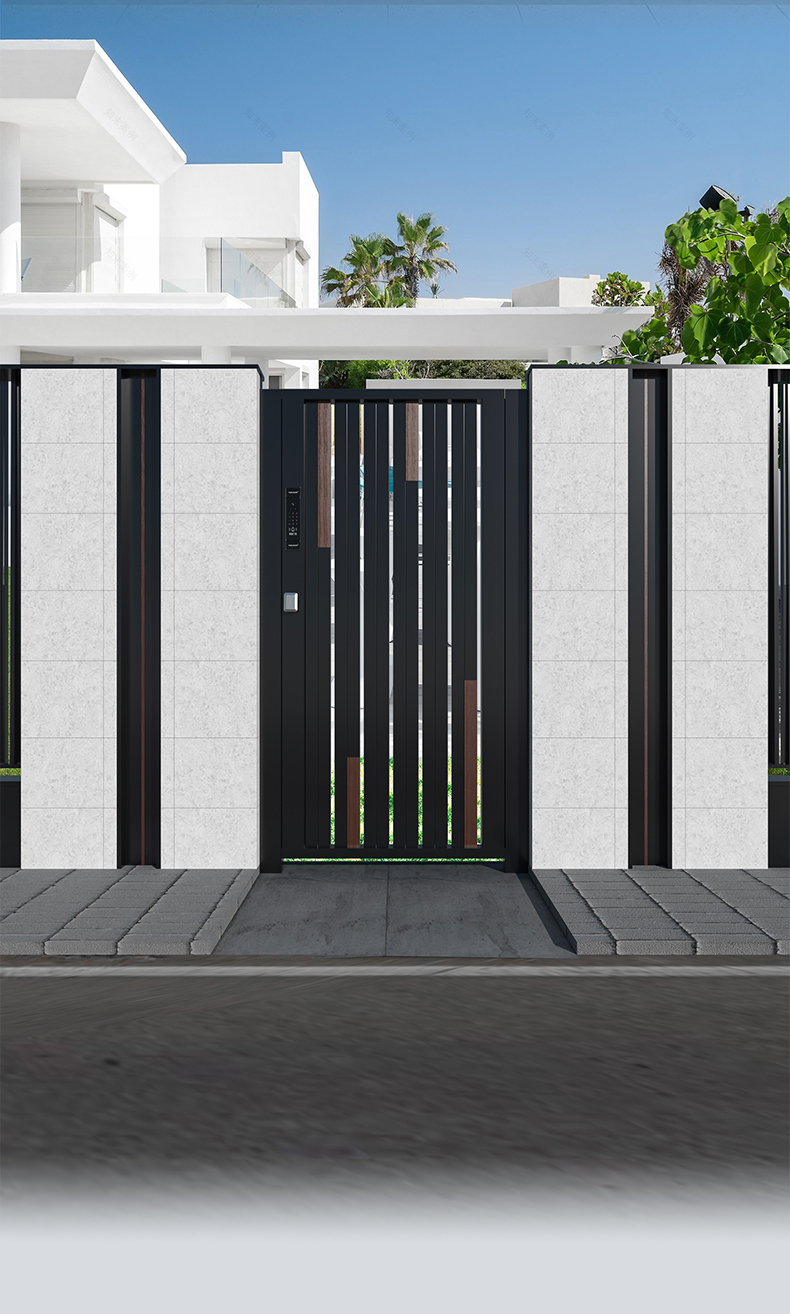 LOSDUN木纹色庭院门高端别墅户外铝艺电动平移铝合金悬浮折叠大门(图15)