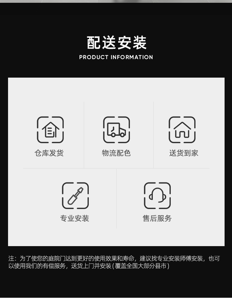 现代极简铝合金平移庭院门智能户外铝艺花园院子大门别墅电动大门(图16)