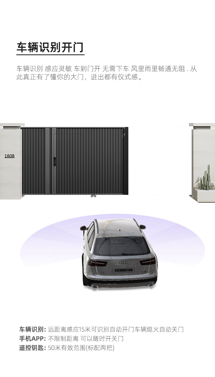 现代极简铝合金平移庭院门智能户外铝艺花园院子大门别墅电动大门(图14)