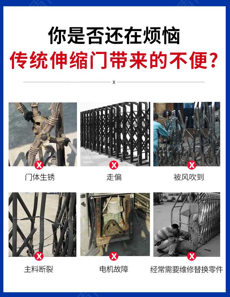 锋盾铝合金电动伸缩大门分段平移门工厂工地自动收缩门段滑门折叠(图3)