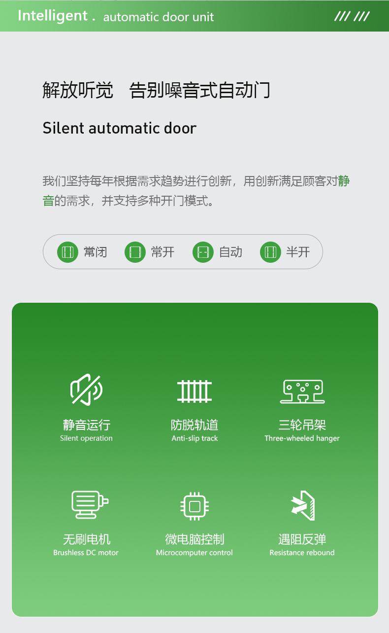 重型感应门自动门电机整套机组玻璃电动平移门轨道自动感应推拉门(图4)