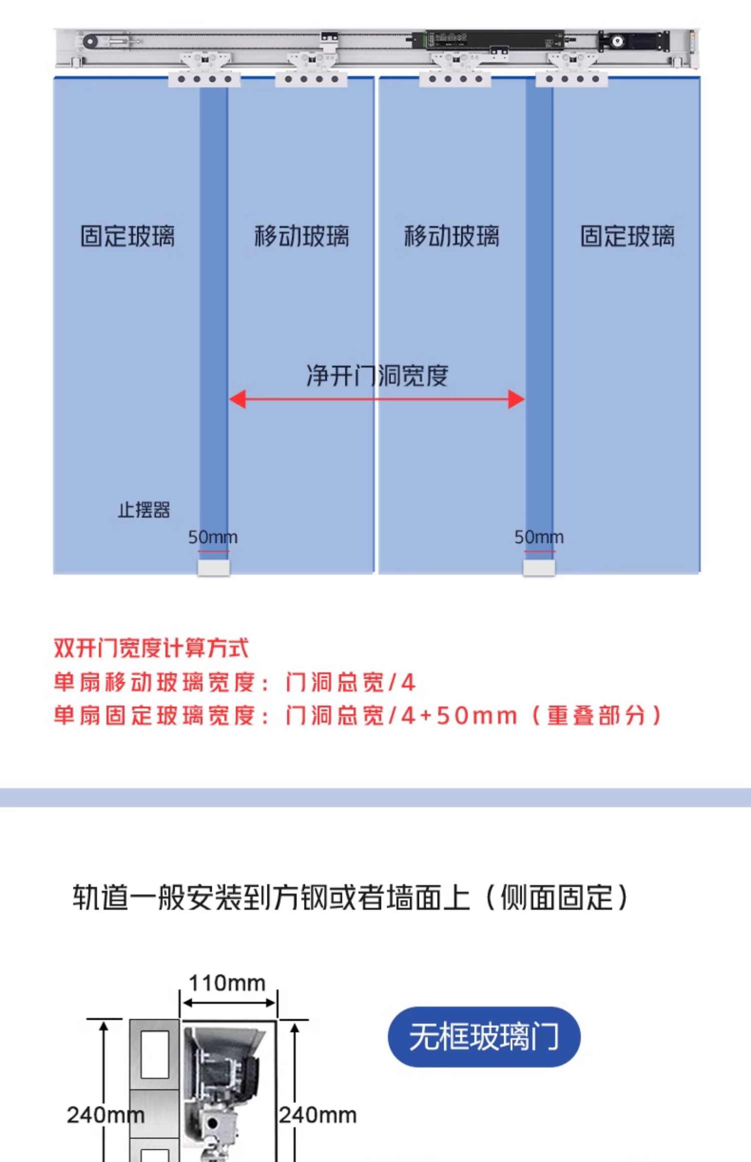 静音自动门感应门电机整套机组电动玻璃推拉平移门轨道控制器全套(图25)
