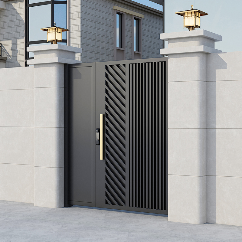 院子铝合金庭院电动平移门雕刻不锈钢智能单双开门镀锌铁艺四折叠(图11)