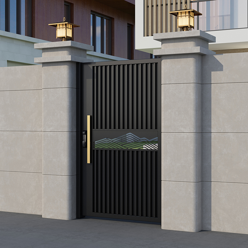 院子铝合金庭院电动平移门雕刻不锈钢智能单双开门镀锌铁艺四折叠(图9)