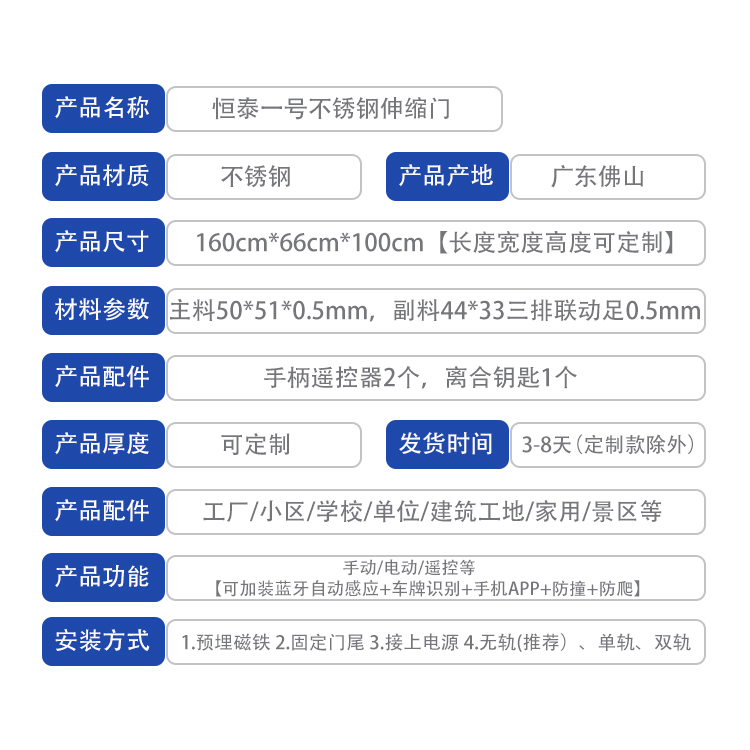 恒泰门业电动伸缩门304不锈钢工厂学校抗风封板大门自动铝合金门(图25)