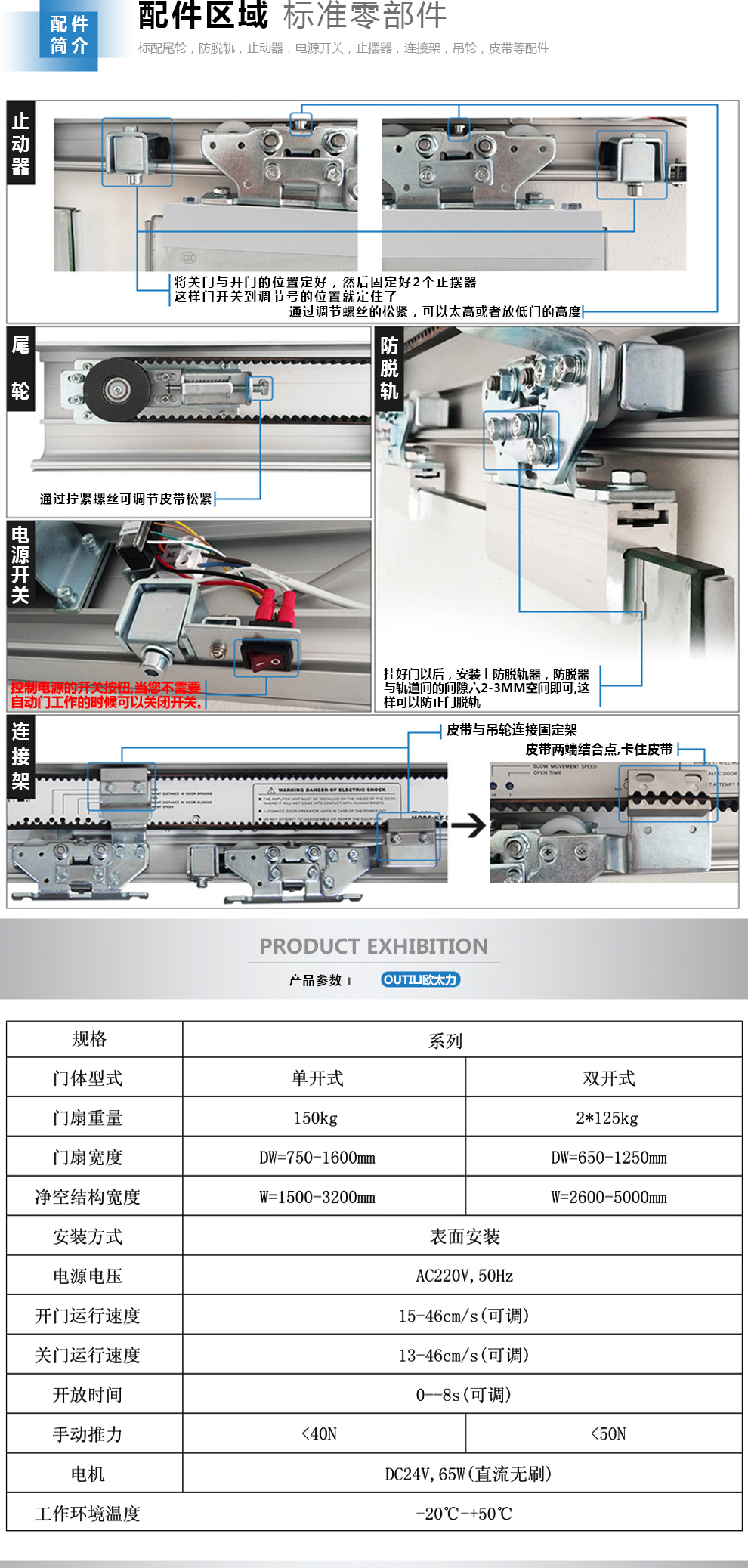 欧太力自动门机组电动玻璃感应门遥控平移电动门车库超市电动门禁(图23)