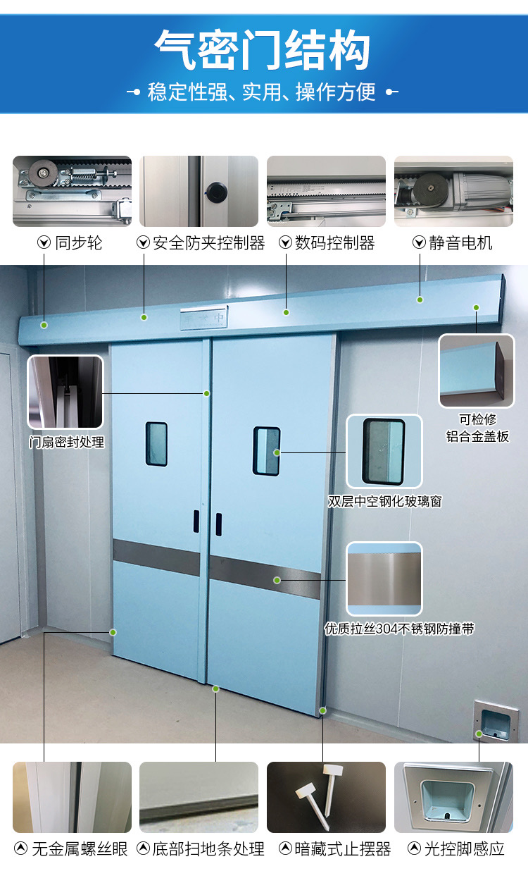 医用手术室气密门电动自动感应门医院脚踏防辐射单双开平移门(图2)