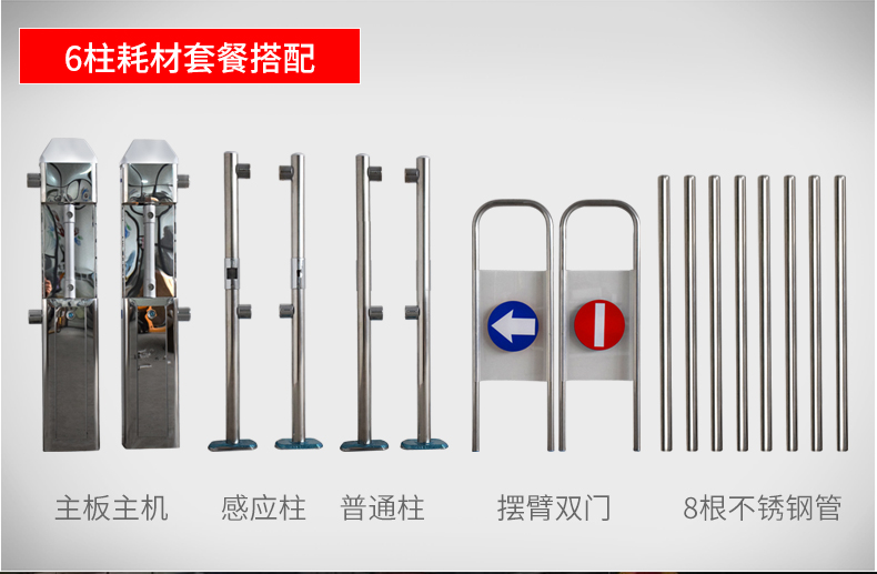 超市入口自动感应门单向摆闸电只进不出禁行器红外雷达手动机械门(图13)