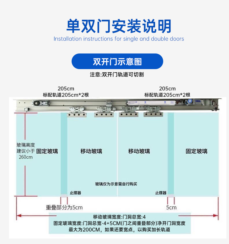 自动门控制器感应门150电机整套机组电动玻璃平移门轨道门禁全套(图13)