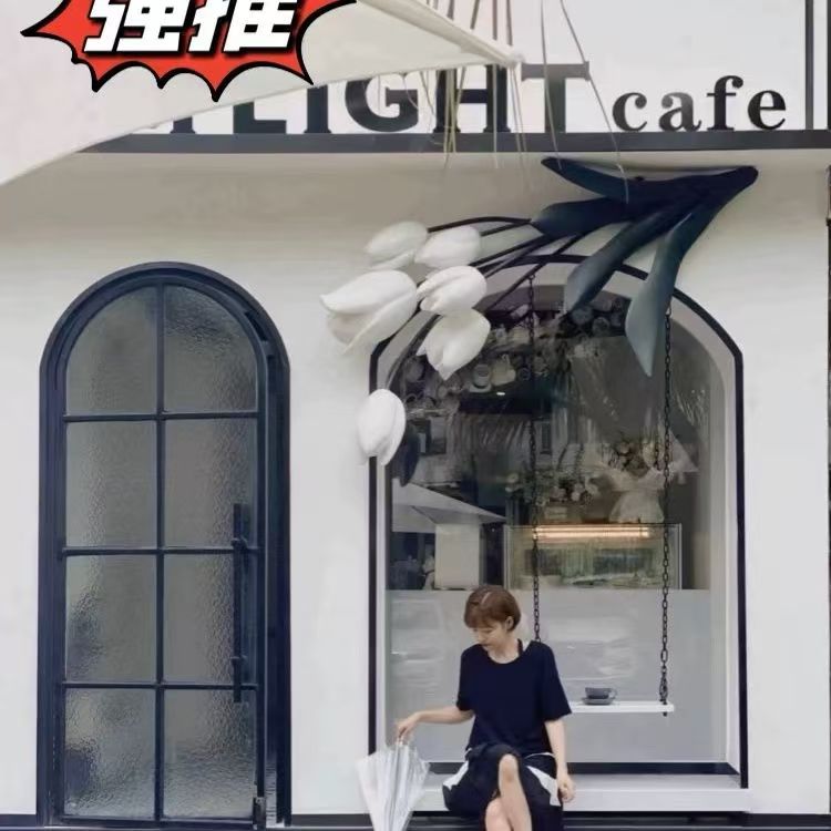 法式铁艺拱形复古极窄圆弧玻璃双开店铺酒吧庭院定制烤漆对开门(图1)